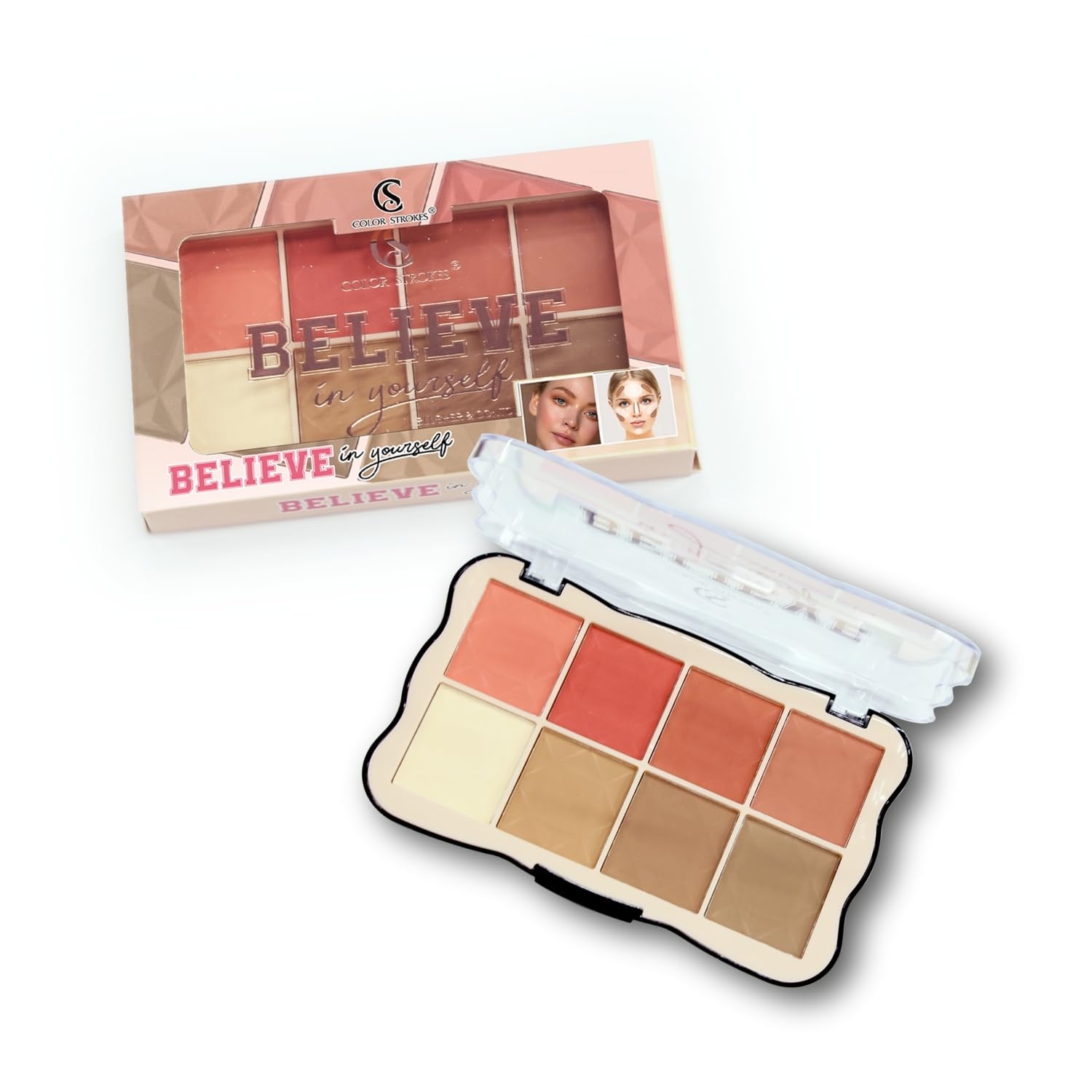 

Color Strokes Blush & Contour Palette | 8 Shades | Matte Finish | Face Makeup Kit -18g
