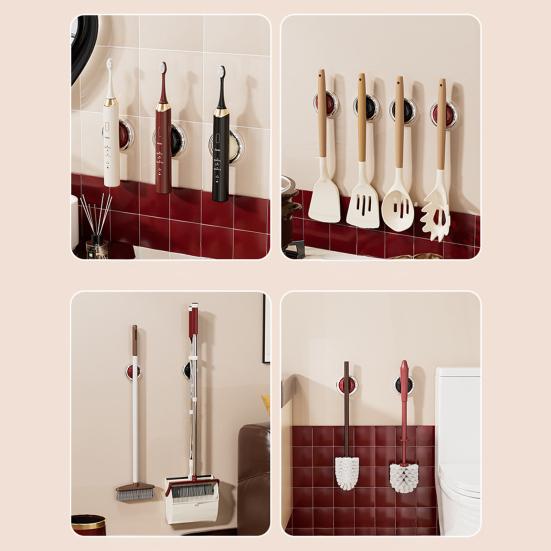 Multi-functional Magnetic Storage Rack No Drilling Adhesive Space Saving Clothes Hook Pole Electric Toothbrush Toilet Brush Broom Organizer Holder