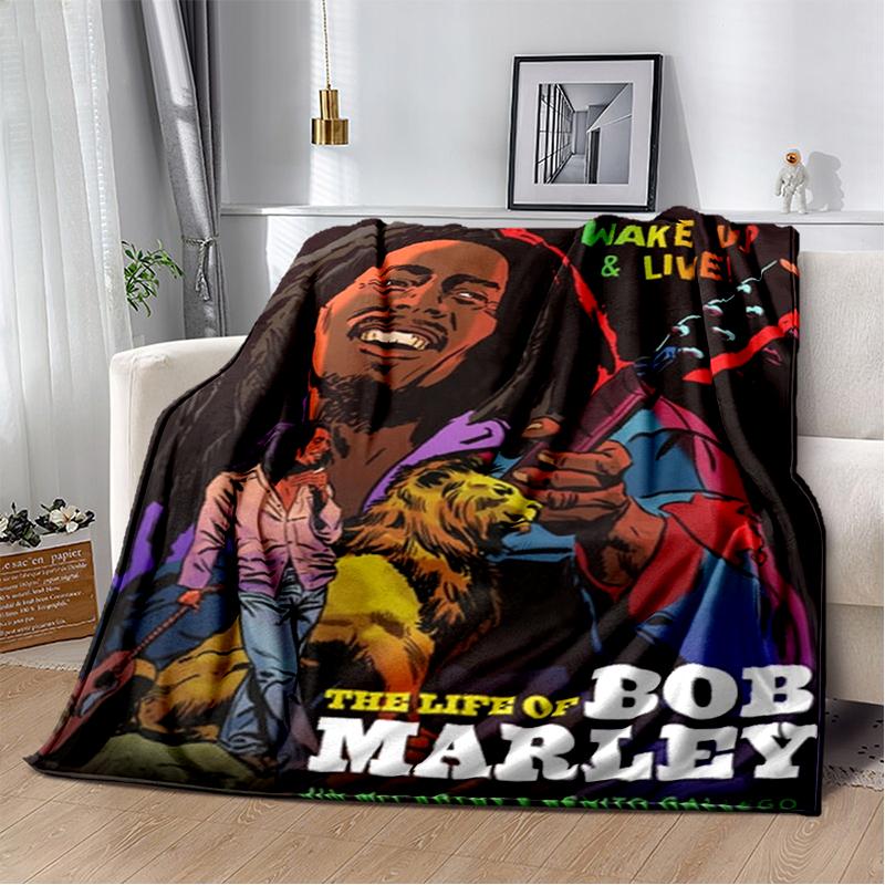 Bob Marley Music Throws Blanket for Kid Couch Sofa Travel Home Hiking Picnic Bed Beding Super Soft Flannel Blanket Birthday Gift