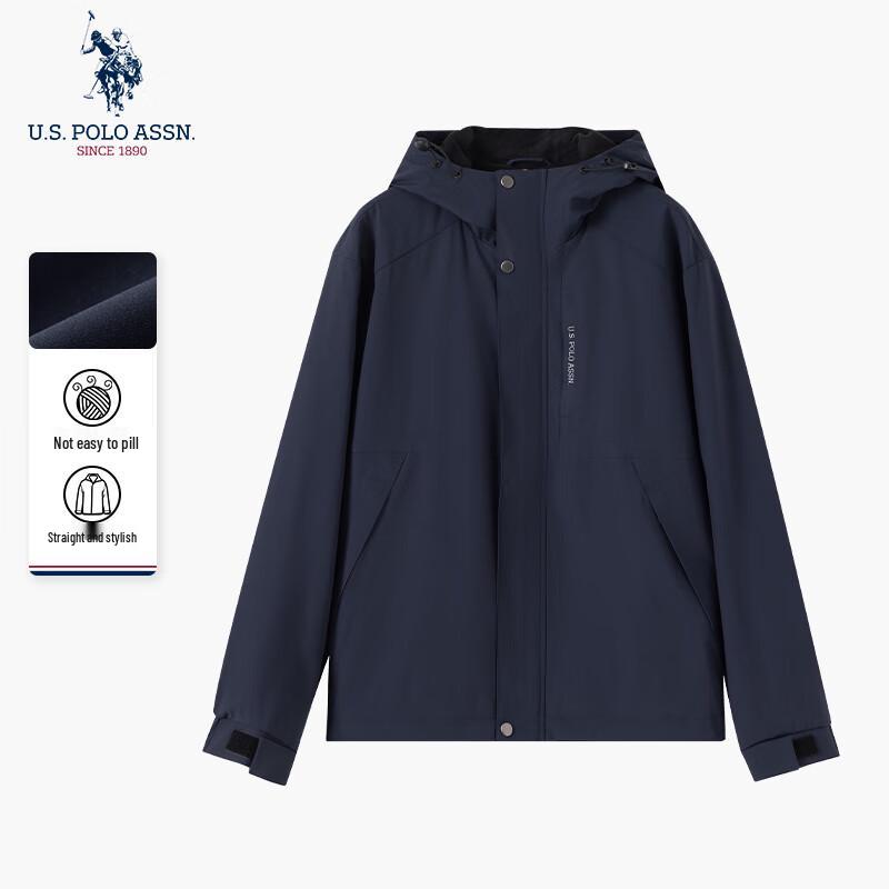 U.S. POLO ASSN. Men's Fleece-Lined Hooded Windproof Jacket