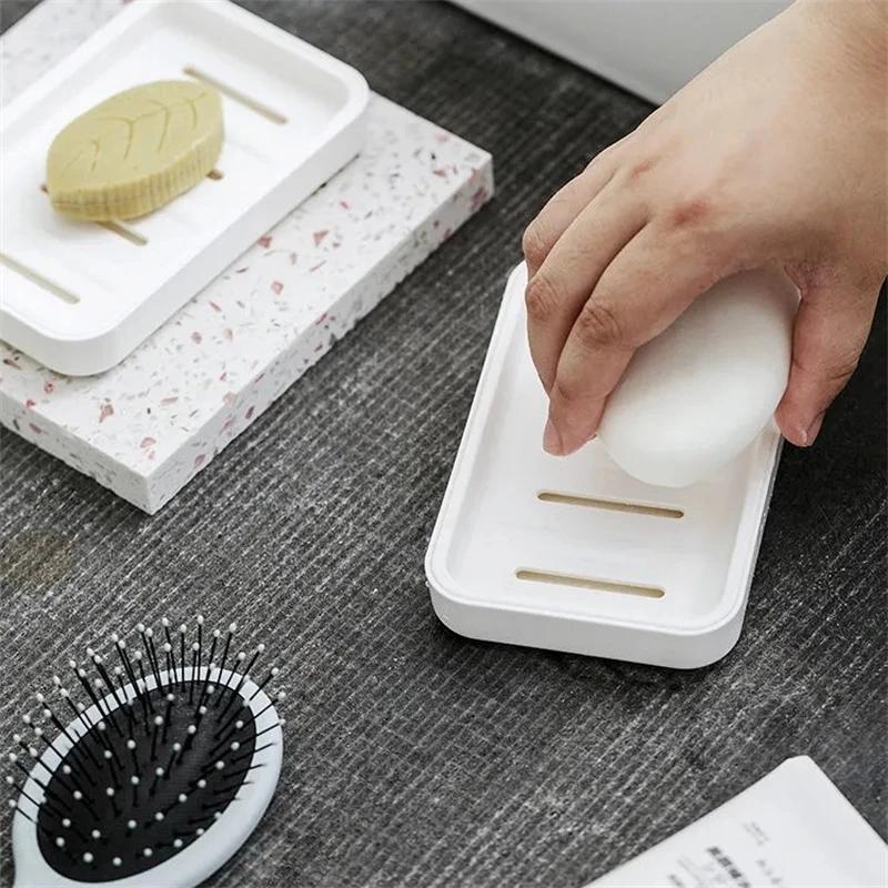 Simple Household Bathroom Plastic Soap Box Drain Creative Large Double Layer Thickened Shelf Dispenser Soap Rack Dish Plate Case