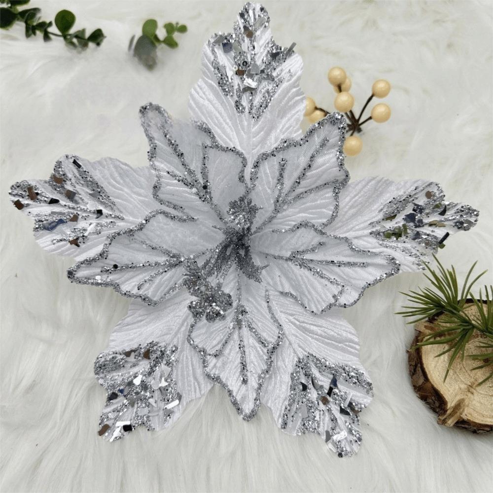 Pailletten Simulation Weihnachtsblume DIY Basteln Glitzer Simulation Blume Flanell 26cm Weihnachten Blumenköpfe Weihnachten