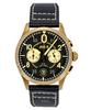 Spitfire Lock Chronograph Void Black Leather Strap Black Dial Quartz AV-4089-07 Men's Watch