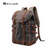 Zaino da Trekking in Tela Cerata con Pelle Crazy Horse - Zaino da Viaggio Outdoor da Uomo, Borsa Resistente ed Elegante a Doppia Tracolla T0015#