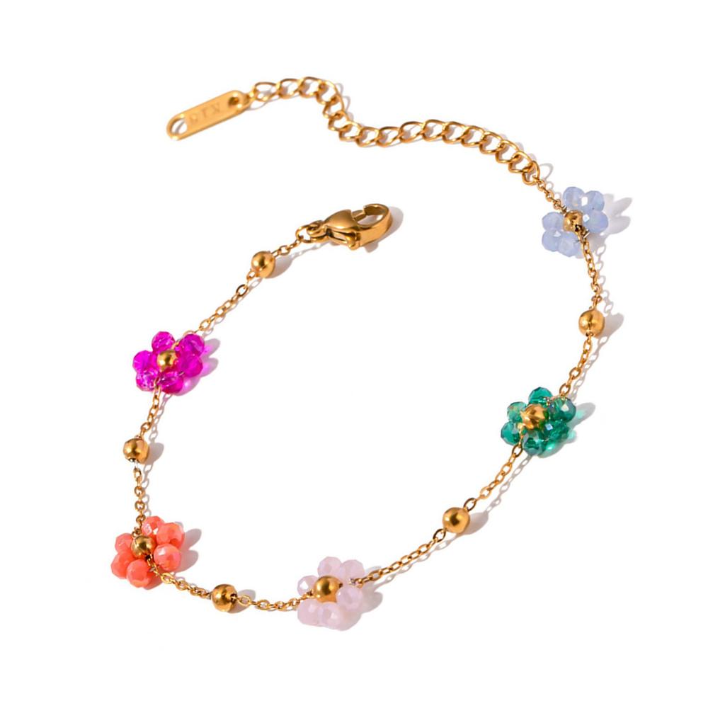 Crystal Floral Jewelry Colorful Flower Necklace/Bracelet Valentine's Day Gift Stylish Accessory for Everyday Wear