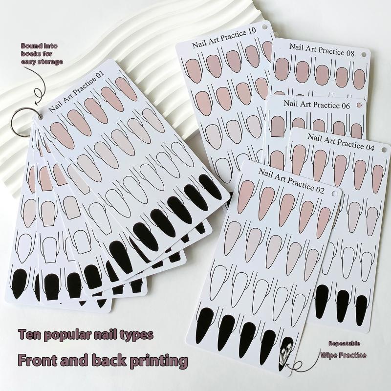 

Акварельный нейл-арт, тренировочная ПВХ бумага, трапециевидная, овальная, квадратная форма ногтя, практика для начинающих, двусторонний картон onesize