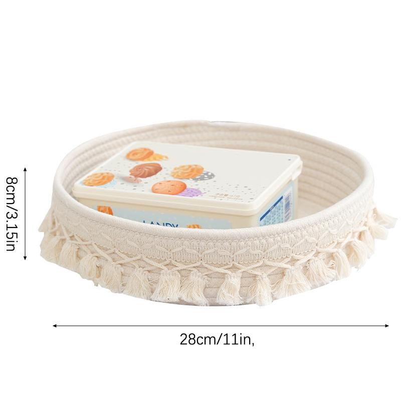 1Pcs Saving Handmade Basket Cosmetics Storage Basket Desktop Organization Home Supply  Rope Weaving Storage Box Round Space