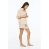 H&M Pajama Shirt & Shorts Powder Beige