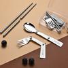 Camping Utensil Set with Case Folding Tableware Spoon Fork Chopsticks Kit for Outdoor Camping Picnic