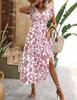 Yahua Women's Bohemian V-Neck Floral Dress - Elegant Summer Waist-Cinching Commuter Style 2026