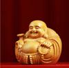 WOWTAC Hotei Seven Lucky Gods Boxwood Mini Hand-Carved Figurine, Buddha Statue Wooden Ornament, Good Fortune Money Luck Charm Amulet