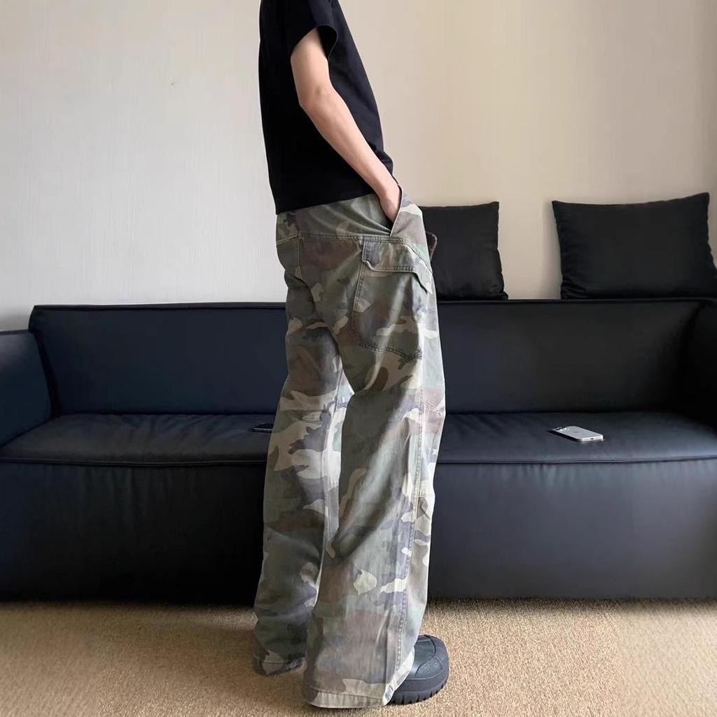 Tuta Camouflage Slim Straight da Uomo con Tasche Multiple - Pantaloni a Zampa Hip-Hop
