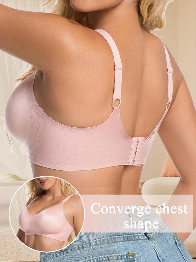 Women's Wireless Seamless Push Up Bra, Full Coverage Comfort Bra with Adjustable Straps & Back Closure, Everyday Support Lingerie for All Cup Sizes