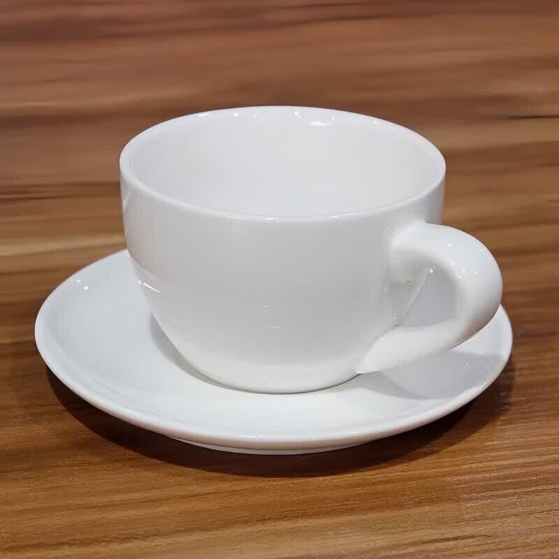 Qiwei Pure White Ceramic Cappuccino & Espresso Coffee Cup Set