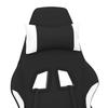 Gaming Chair with Massage Function and Footrest Black and White Fabric