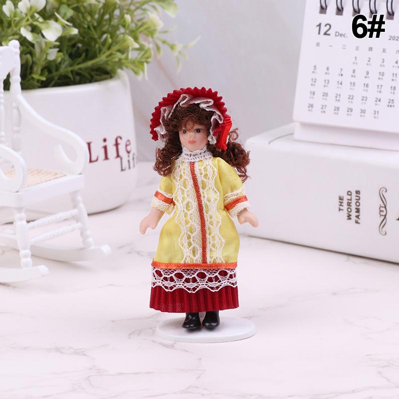 1/12 Dollhouse Miniature Porcelain Doll People Model Beautiful Youth Boy Girl Decoration Doll House Plaything For Kids