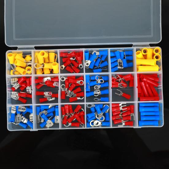 175Pcs Cold Pressed Terminal Male Female Ringk Sheet Shape Electrical Wire Connector Assorted Kit Automobile