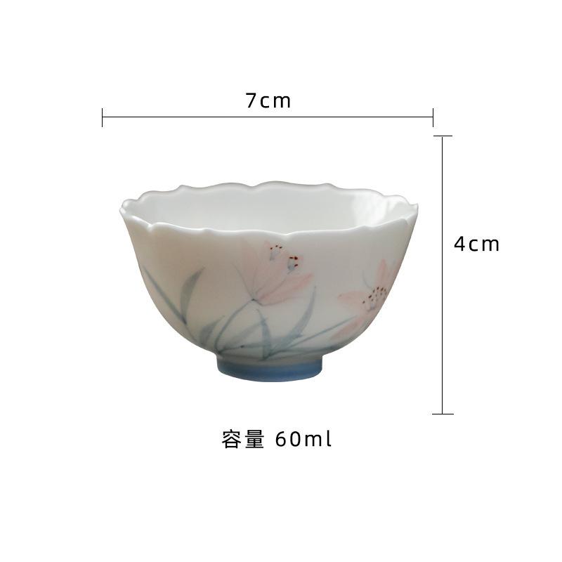 

2pc/lot Gradient Hand-painted Orchid Teacup Ancient Tea Bowl Single Cups Tea-tasting Meditation Cup Chazhan Master Cups Tea Gift