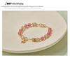 Qiaoen Women's Strawberry Crystal & Gray Moonstone Labradorite Beaded Bracelet