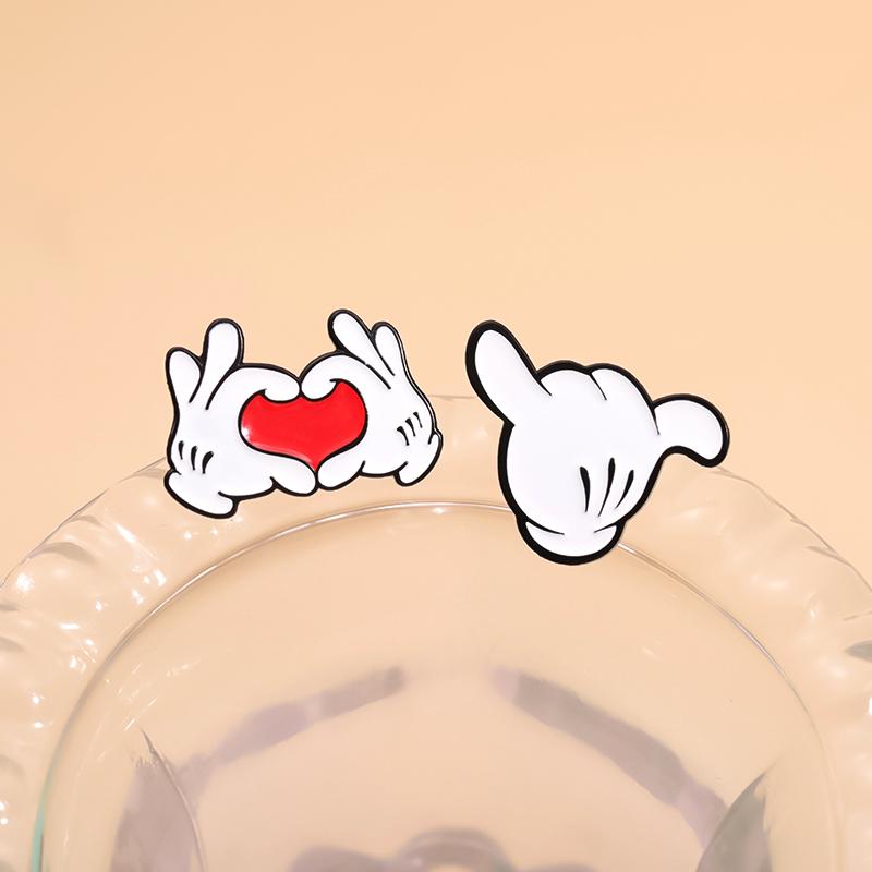 Cartoon Gloved Hand In Poses Enamel Pins Anime Love You Finger Gesture Brooches Lapel Badge Fashion Jewelry Gifts for Friends