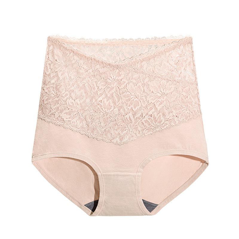 Women High Waist Lace Briefs Graphene Crotch Antibacterial Tummy Control Butt Lifting Plus Size Underwear