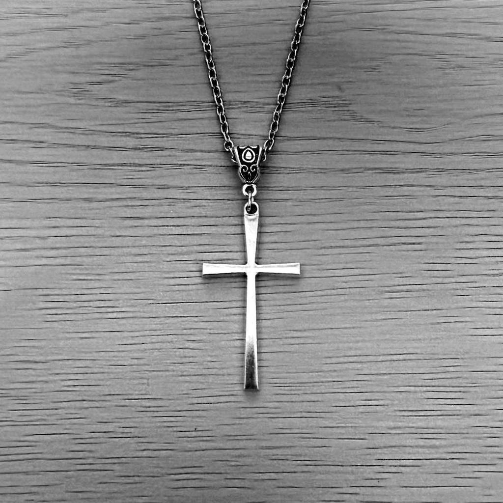 Cross Necklace For Men With Alloy Pendant And Chain Fashion Street Style For Daily Wear