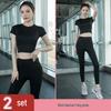 Women's Summer 2026 Yoga Set: Slim Fit, High-End Fashion, Short Sleeve Fitness and Running Sportswear