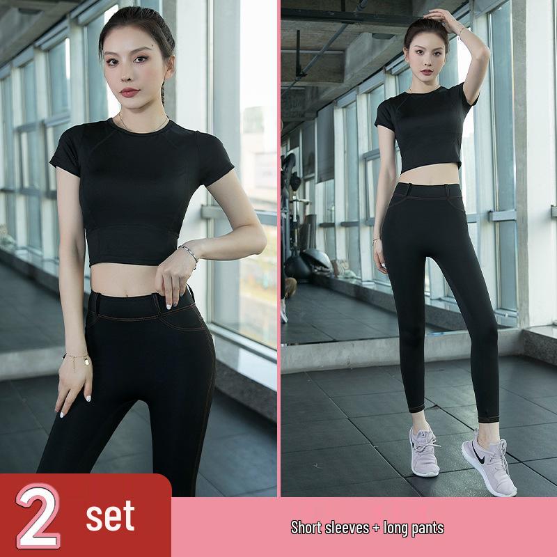 Women's Summer 2026 Yoga Set: Slim Fit, High-End Fashion, Short Sleeve Fitness and Running Sportswear