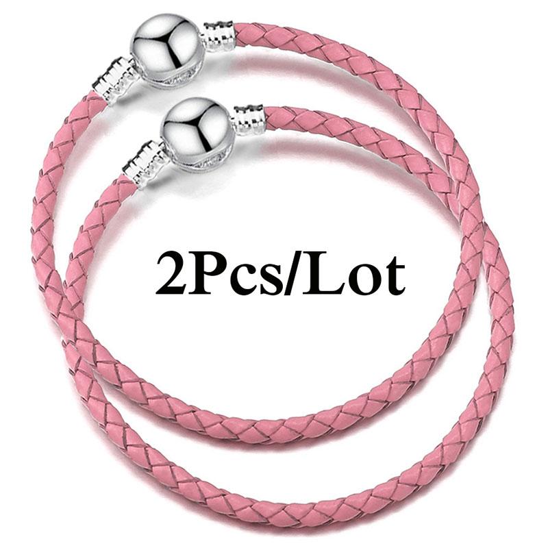 2 szt./partia Specjalna Oferta Skórzane Bransoletki Łańcuszkowe Pasują do Ręcznie Robionych Koralików Bransoletki z Charmsami Dla Par Pulsera Biżuteria Dla Kobiet Mężczyzn Hurtownia