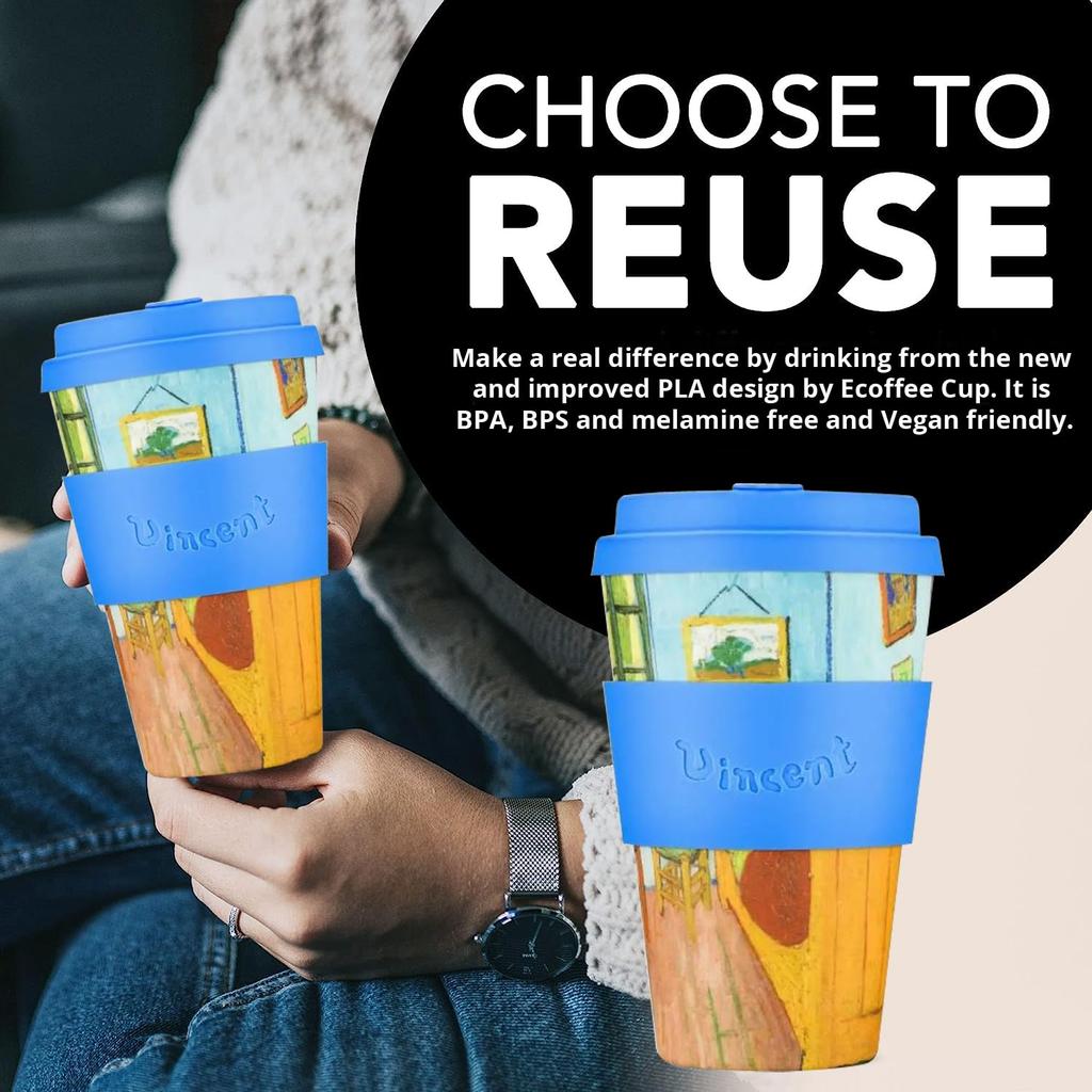 Ecoffee Cup (Ecofee Cup) Reusable Cup and Saucer, Eco-Friendly, Vincent Van Gogh, 400ml, 814 043