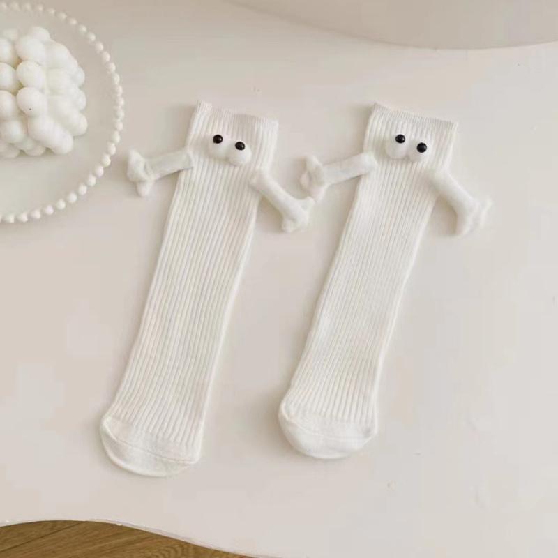 Summer Cotton Magnetic Pull Cute Hand-holding Socks Children's Socks Summer Solid Color Medium Tube Socks Family Socks Girl Socks
