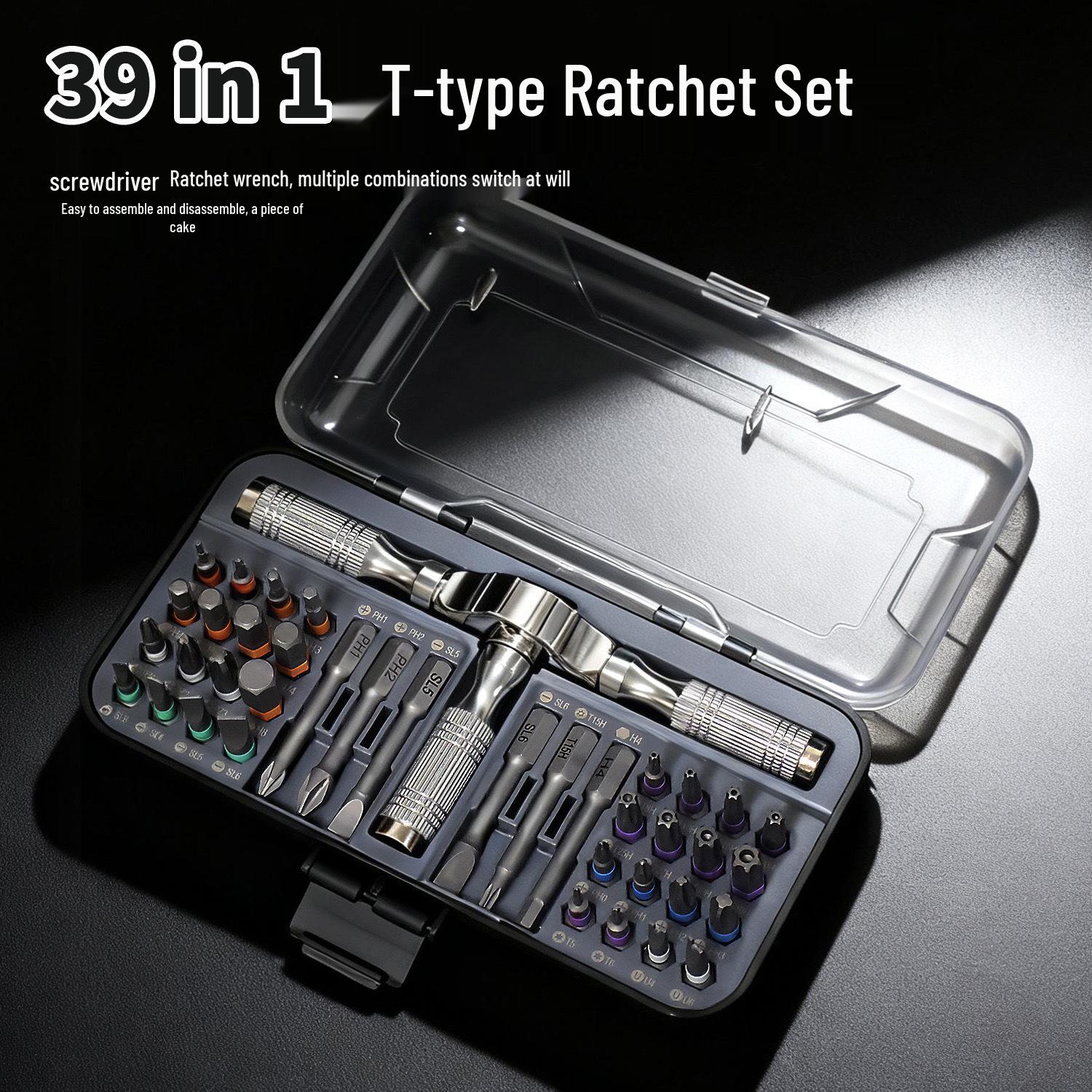 39-in-1 Multi-Function Ratchet Screwdriver Set with S2 Steel Wrench