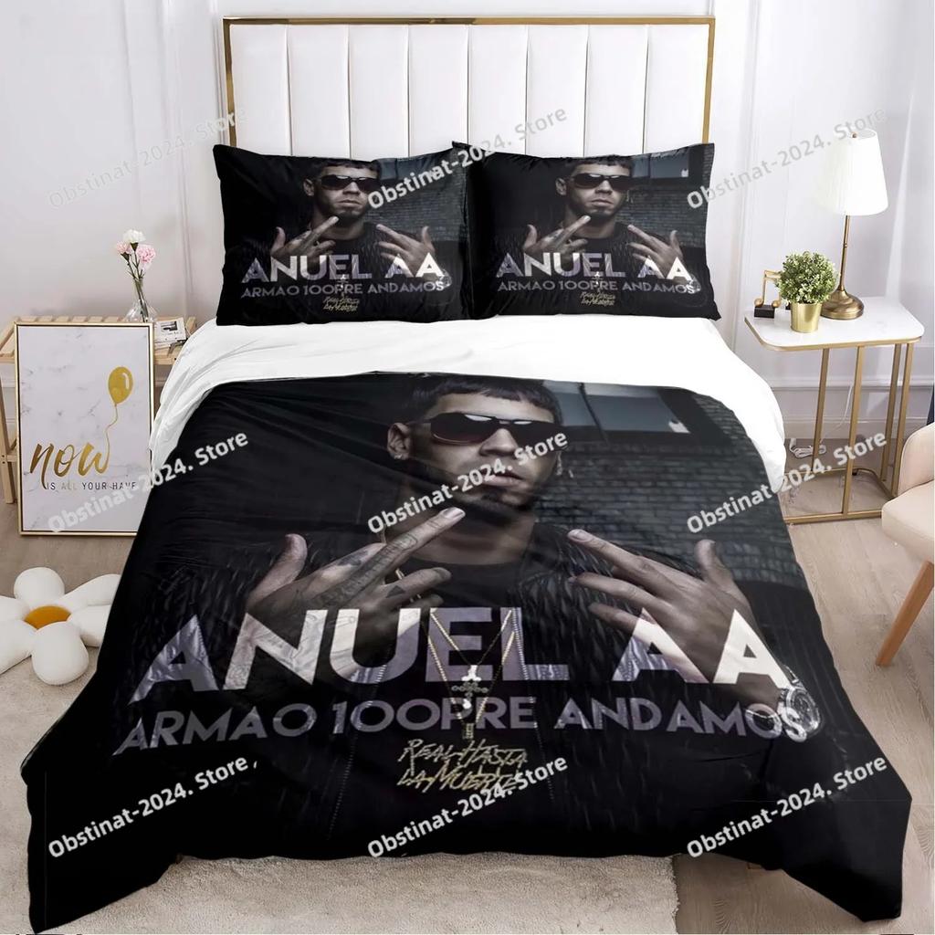 Anuel AA Rapper Hip Hop Singer All Season Bedding Set Printed Duvet Cover Pillowcase Single Double Style Queen King Size Sets