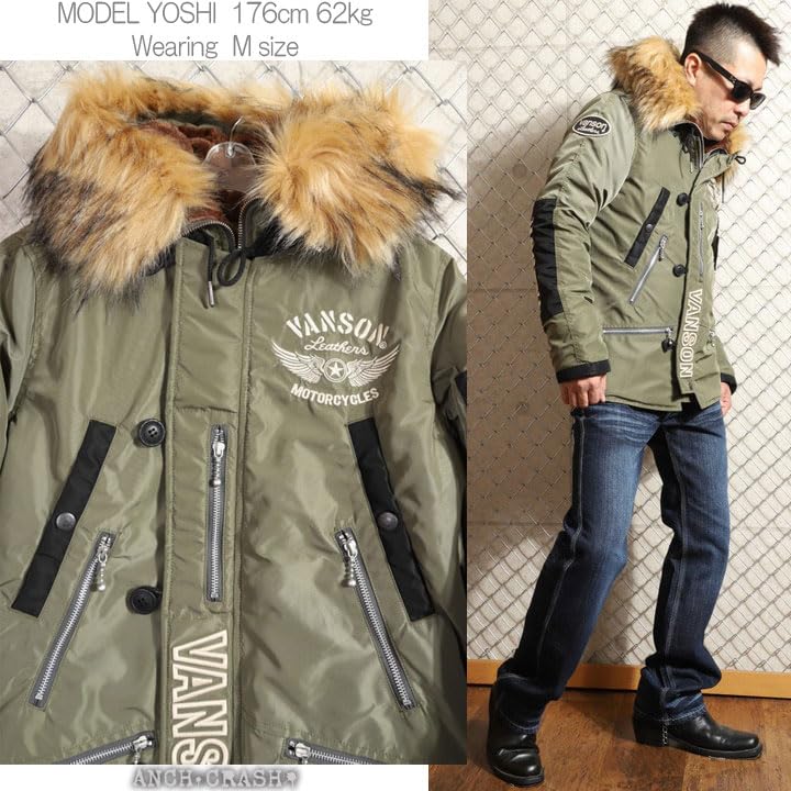 Jacket Wing Star Embroidery Sage Green XL [Vanson] Mid-length N3-B NVJK-2403