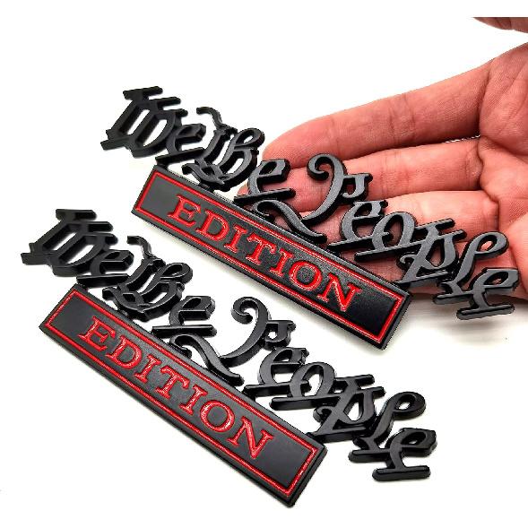 Classic We The People Edition 3D Full Metal Car Emblems Decals Labels Personalized Decoration To Highlight Yourself 2PC(Black/Red)