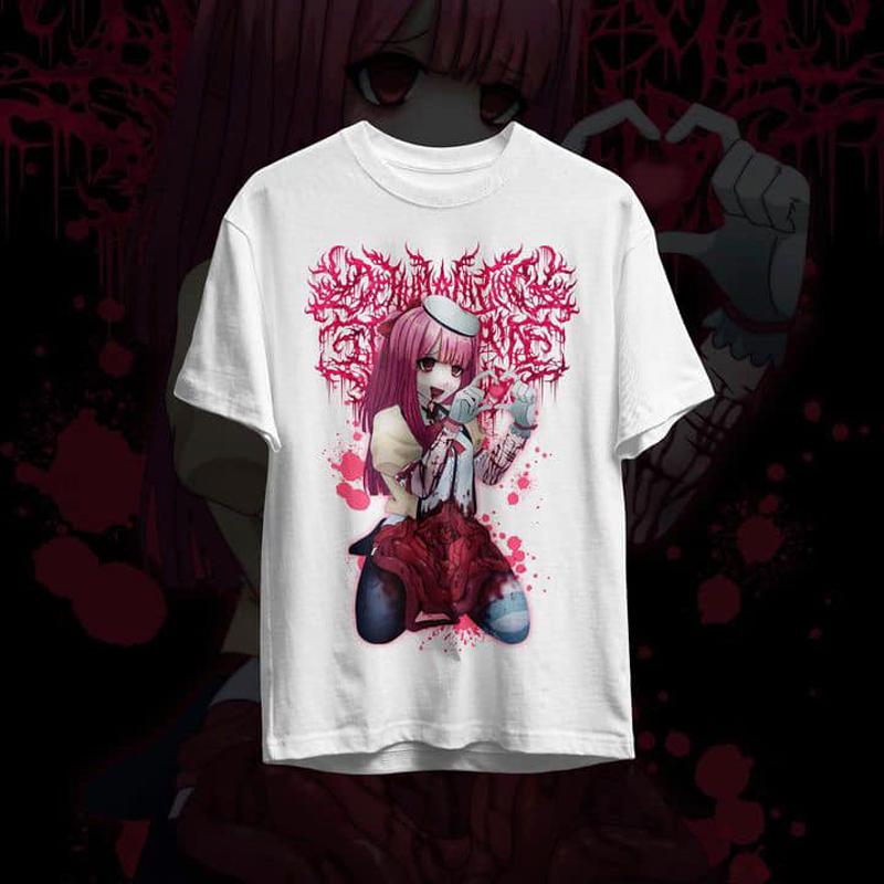 Yandere Chainsaw Factory Chainsaw Sauce Black Gold Dark Rock Anime Second Dimension Men's Short Pure Cotton Crew Neck T-Shirt