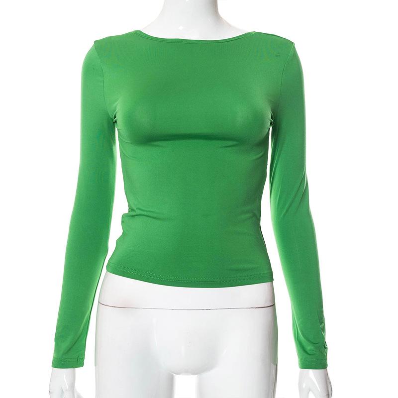 GMXIA Women's Autumn Solid Color Reversible Two-wear Small Top Woman