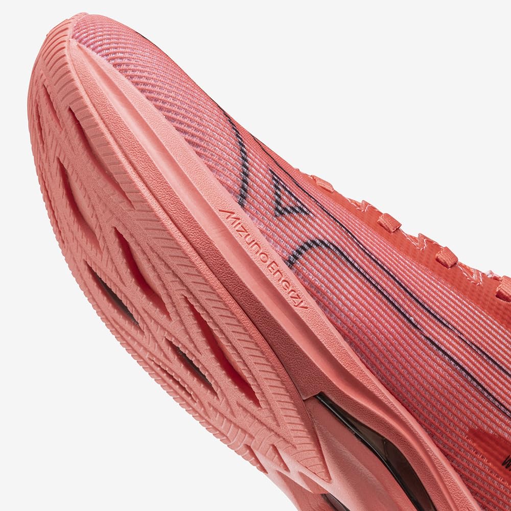 Mizuno Wave Rebellion Sonic 2 Running Shoes for Thick 2E Jogging, Marathon, Training, Sports, Lightweight, Resilient, Sole, Men's, Red/Black, 22.5 Cm,