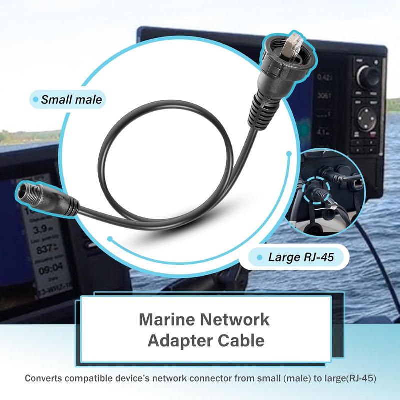 010-12531-01 Marine Network Adapter Cable Black Small (Male) to Large RJ-45 Connector For Panoptix LiveScope System GC 200 Etc