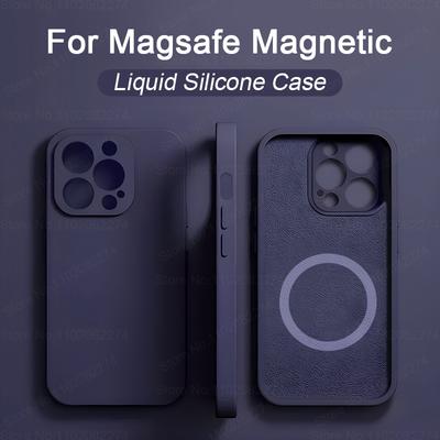 Fashion For Magsafe Magnetic Case For iPhone 15 14 13 12 11 Pro Max X XR XS Liquid Silicone Wireless Charging Cover Accessories