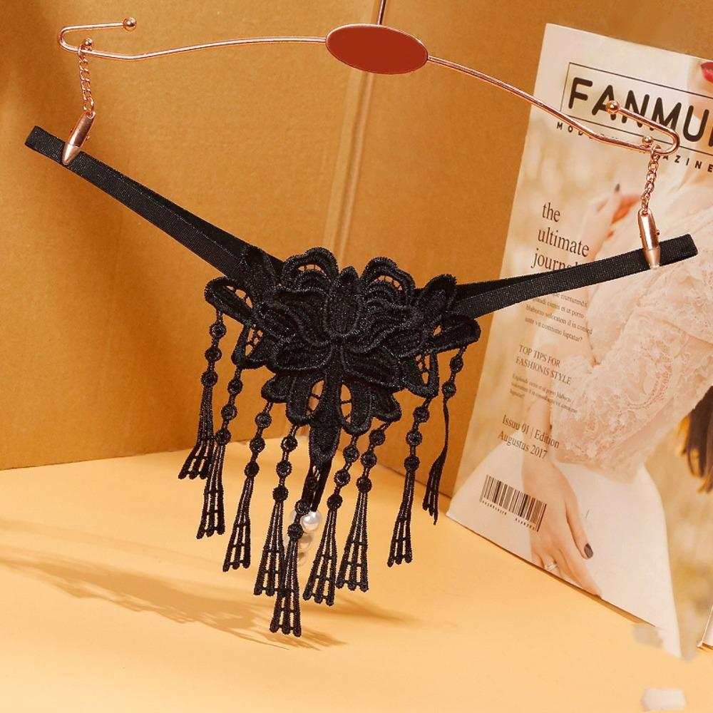 Female Women Sexy Pearl Massage Lace Thong G-stings Panties Lingerie T-back Panties Underwear