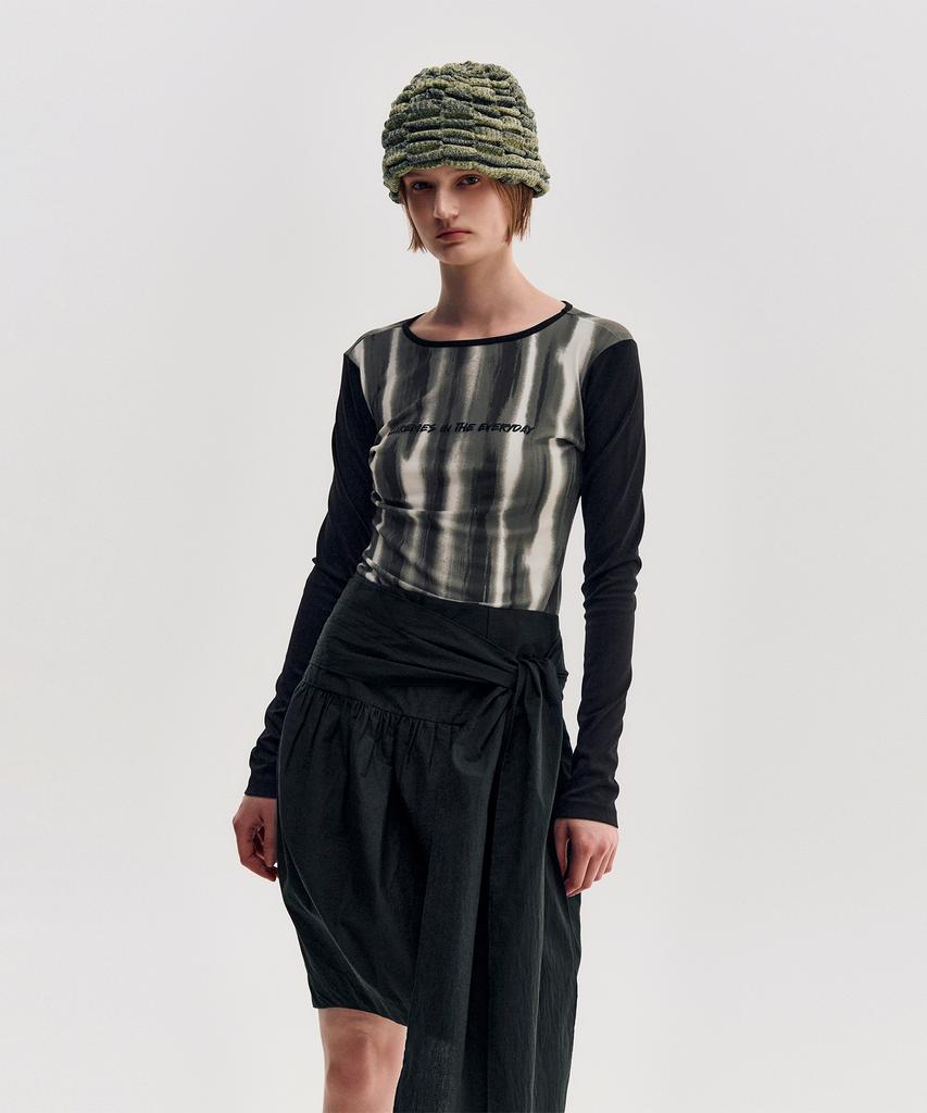 Kimjisu Pleated Tie Volume Skirt _ Black