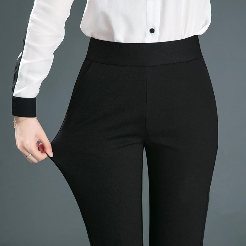 High Waist Trousers Women's Fashion Casual Pants Black Khaki Navy Blue Slacks Women Pantalones