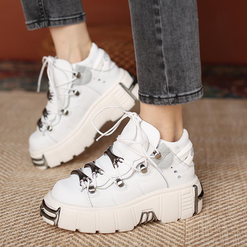 

Punk Platform Shoes Gothic Hot Girl Dark Muffin Seal Fan Same Style Sports White Shoes plus Velvet Fried Street Dad Shoes Women 34