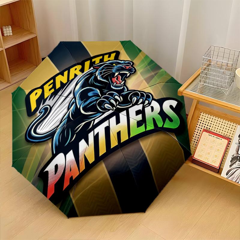 Penrith Panthers Print Auto 8?Ribs Folding Umbrella Wind Resistant Lightweight Automatic Umbrella For Daily Travel