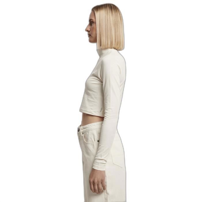 T-shirt à manches longues bio court à col roulé femme Urban Classics GT - blanc - 5XL