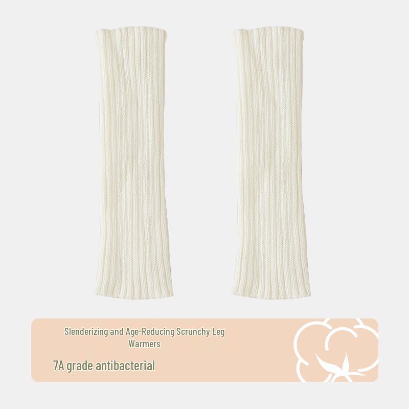 Gray Women's Slouchy Knit Leg Warmers, Spring & Autumn Style Long Socks, Y2K Calf Socks for Mary Jane Shoes.