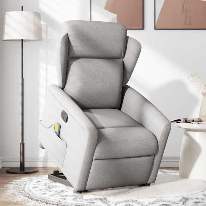 VidaXL Reclining Massage Armchair Cloud Grey Fabric 3303153