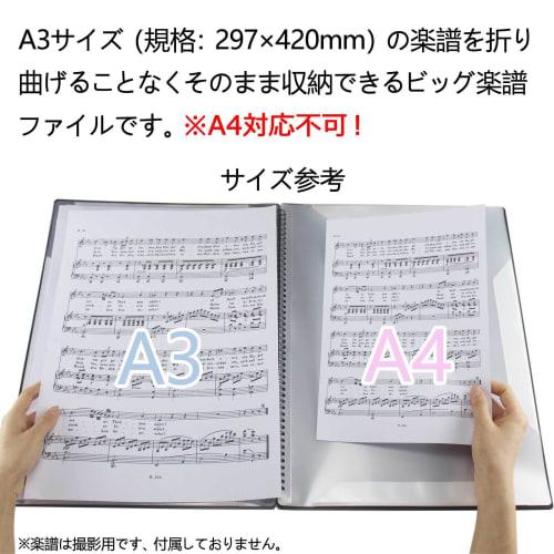 Kokoro-gakuya Music File, A3 Vertical, Not A4 Compatible, Band File, Large, Writable, Music Score Holder, 30 Pages, Holds A3 Sheet Music Without Foldi