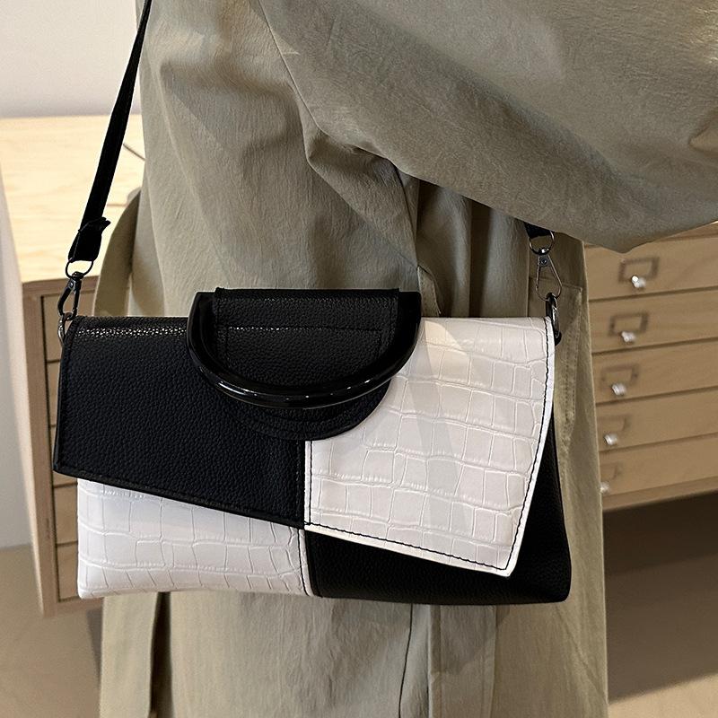 Premium Sense Nischentasche Spleißen Kontrastfarbe Handtasche Damen Nische Vielseitige Schulter Messenger Bag